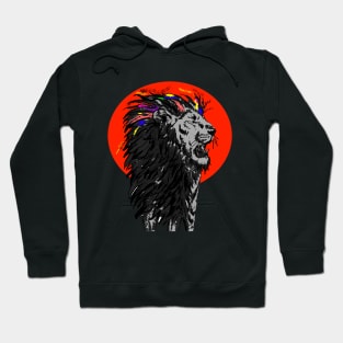 Lion with sun behind it and added colour Hoodie